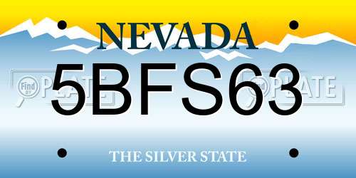 5BFS63 Nevada License Plate