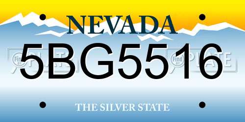 5BG5516 Nevada License Plate