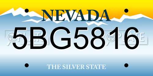 5BG5816 Nevada License Plate