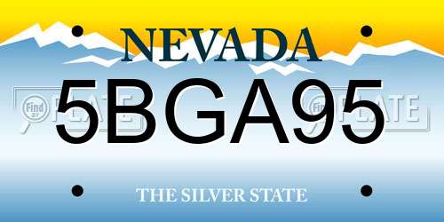 5BGA95 Nevada License Plate
