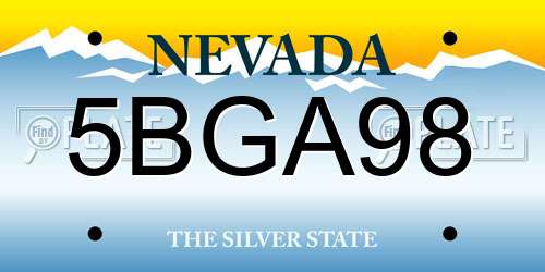 5BGA98 Nevada License Plate