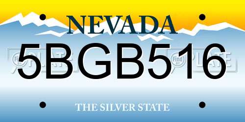 5BGB516 Nevada License Plate