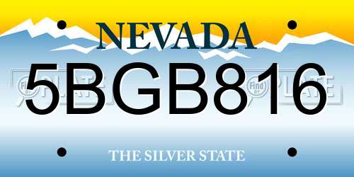 5BGB816 Nevada License Plate
