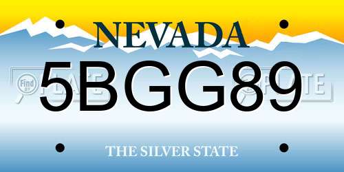 5BGG89 Nevada License Plate