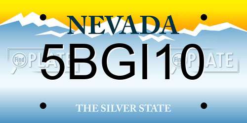 5BGI10 Nevada License Plate