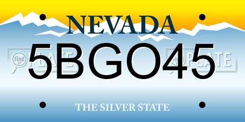 5BGO45 Nevada License Plate