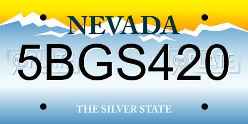 5BGS420 Nevada License Plate