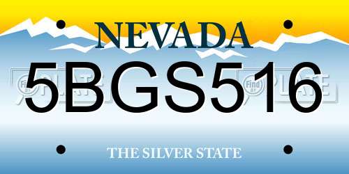 5BGS516 Nevada License Plate