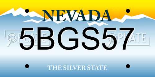 5BGS57 Nevada License Plate