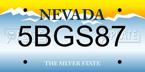 5BGS87 Nevada License Plate