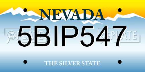 5BIP547 Nevada License Plate