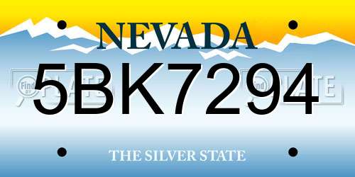 5BK7294 Nevada License Plate