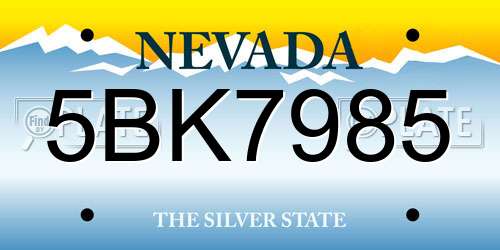5BK7985 Nevada License Plate