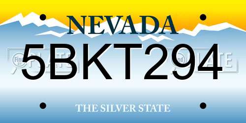 5BKT294 Nevada License Plate