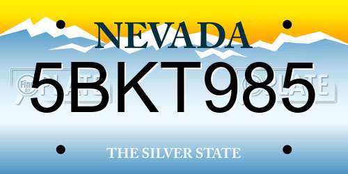 5BKT985 Nevada License Plate