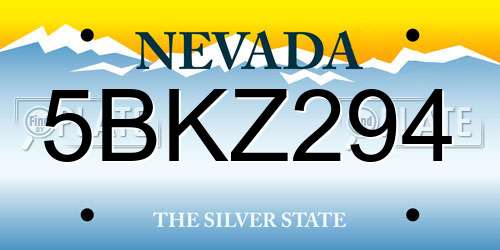 5BKZ294 Nevada License Plate