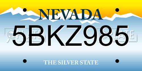 5BKZ985 Nevada License Plate