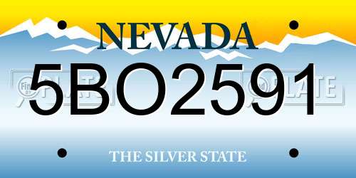 5BO2591 Nevada License Plate