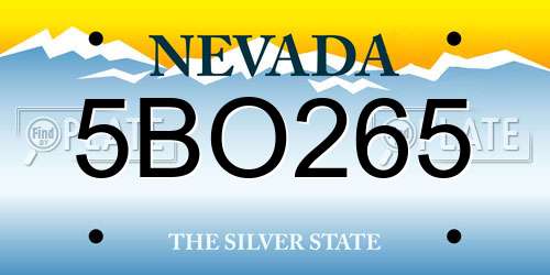 5BO265 Nevada License Plate