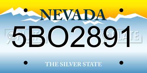 5BO2891 Nevada License Plate