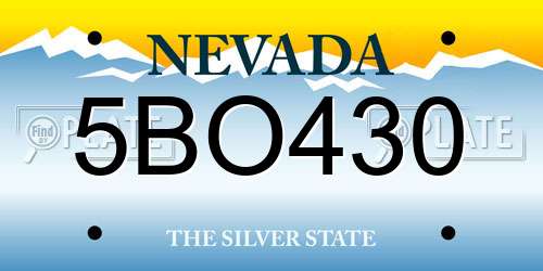 5BO430 Nevada License Plate