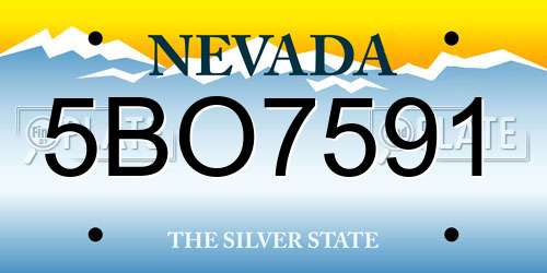 5BO7591 Nevada License Plate
