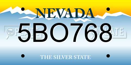 5BO768 Nevada License Plate