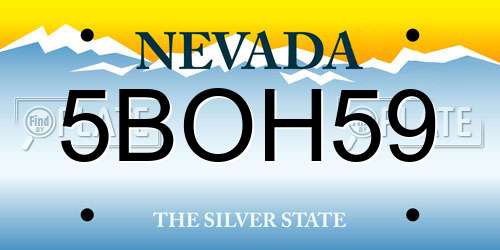 5BOH59 Nevada License Plate