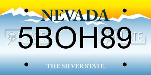5BOH89 Nevada License Plate