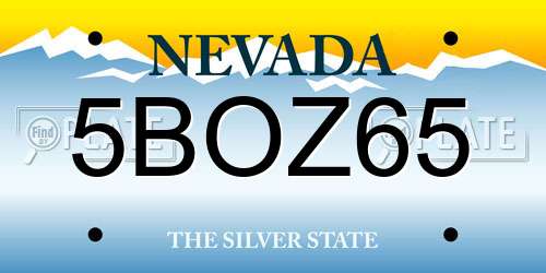 5BOZ65 Nevada License Plate