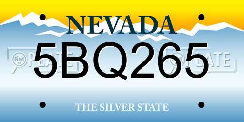 5BQ265 Nevada License Plate
