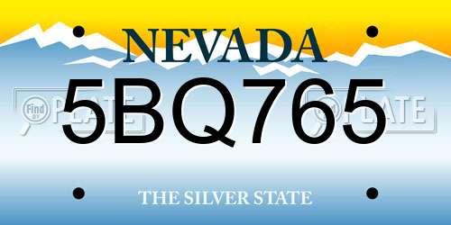 5BQ765 Nevada License Plate