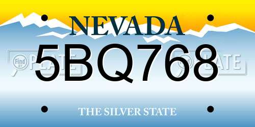 5BQ768 Nevada License Plate