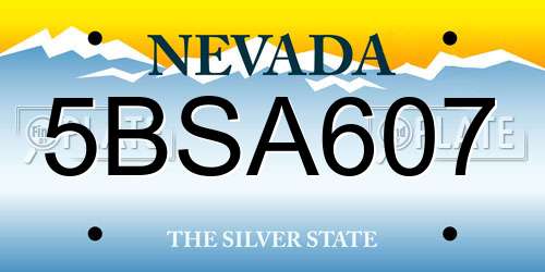 5BSA607 Nevada License Plate