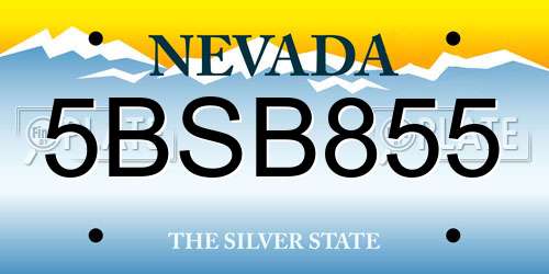 5BSB855 Nevada License Plate