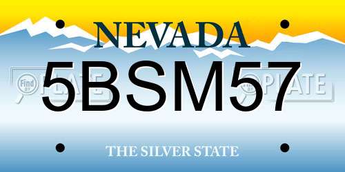 5BSM57 Nevada License Plate