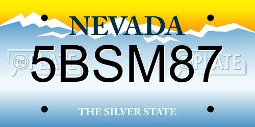 5BSM87 Nevada License Plate