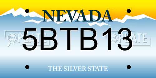 5BTB13 Nevada License Plate