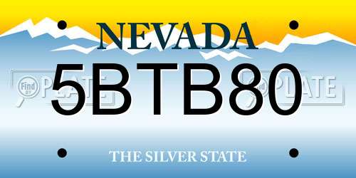 5BTB80 Nevada License Plate