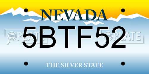 5BTF52 Nevada License Plate