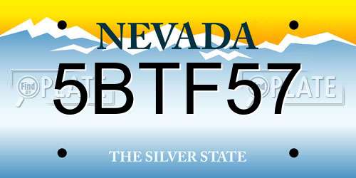 5BTF57 Nevada License Plate