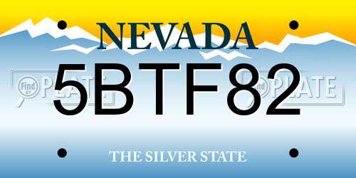5BTF82 Nevada License Plate