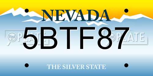 5BTF87 Nevada License Plate