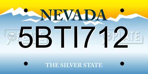 5BTI712 Nevada License Plate