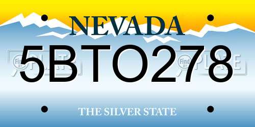 5BTO278 Nevada License Plate