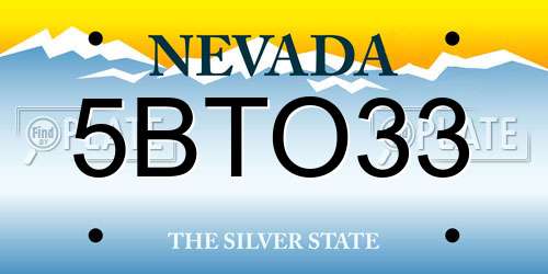 5BTO33 Nevada License Plate