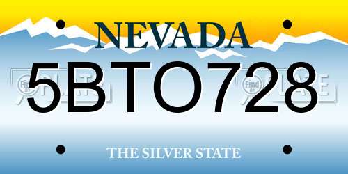 5BTO728 Nevada License Plate