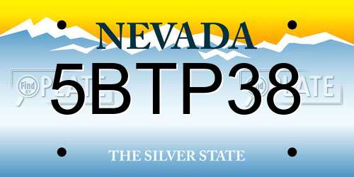 5BTP38 Nevada License Plate