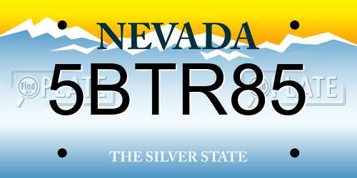 5BTR85 Nevada License Plate