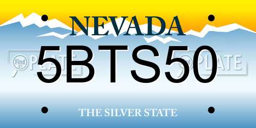 5BTS50 Nevada License Plate